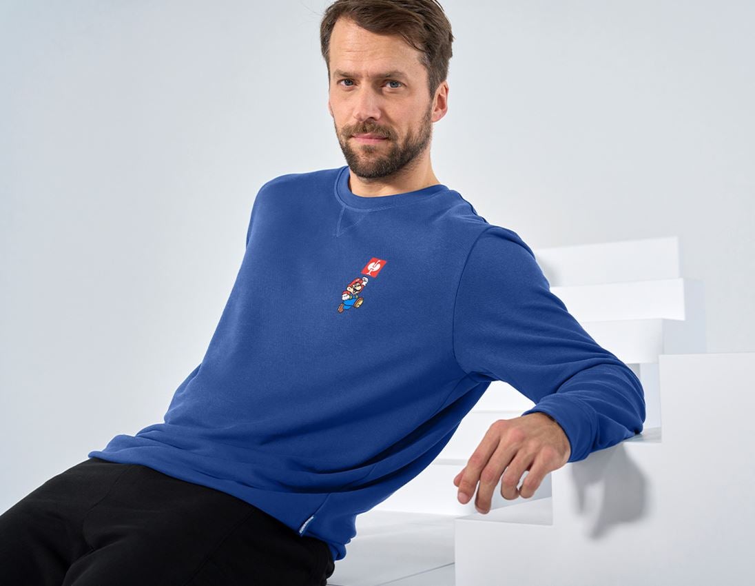 Shirts & Co.: Super Mario Sweatshirt, Herren + alkaliblau 1