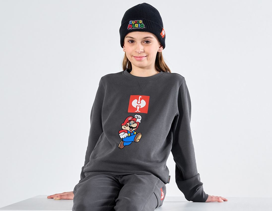 Kollaborationen: Super Mario Sweatshirt, Kinder + anthrazit