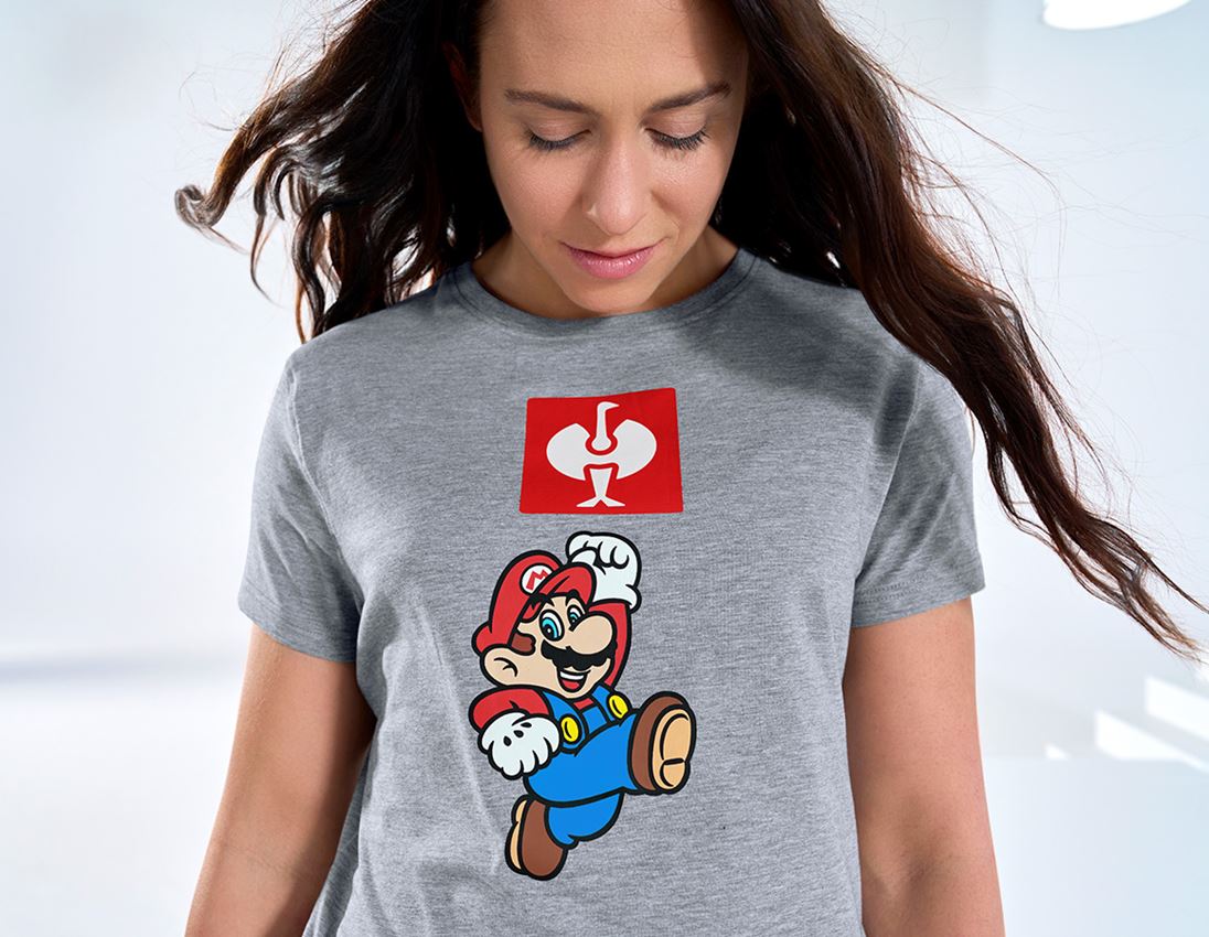 Bekleidung: Super Mario T-Shirt, Damen + graumeliert 1