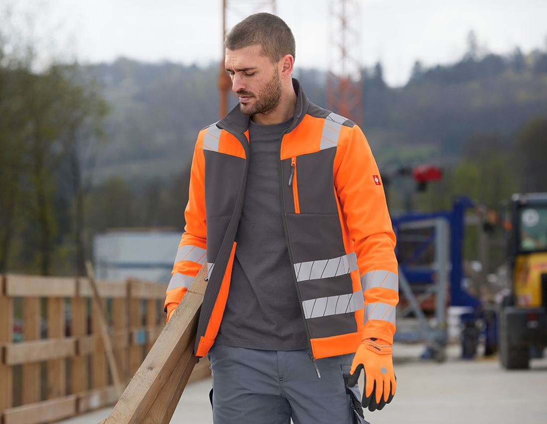 Themen: Warnschutz Softshelljacke e.s.motion 24/7 + anthrazit/warnorange 1