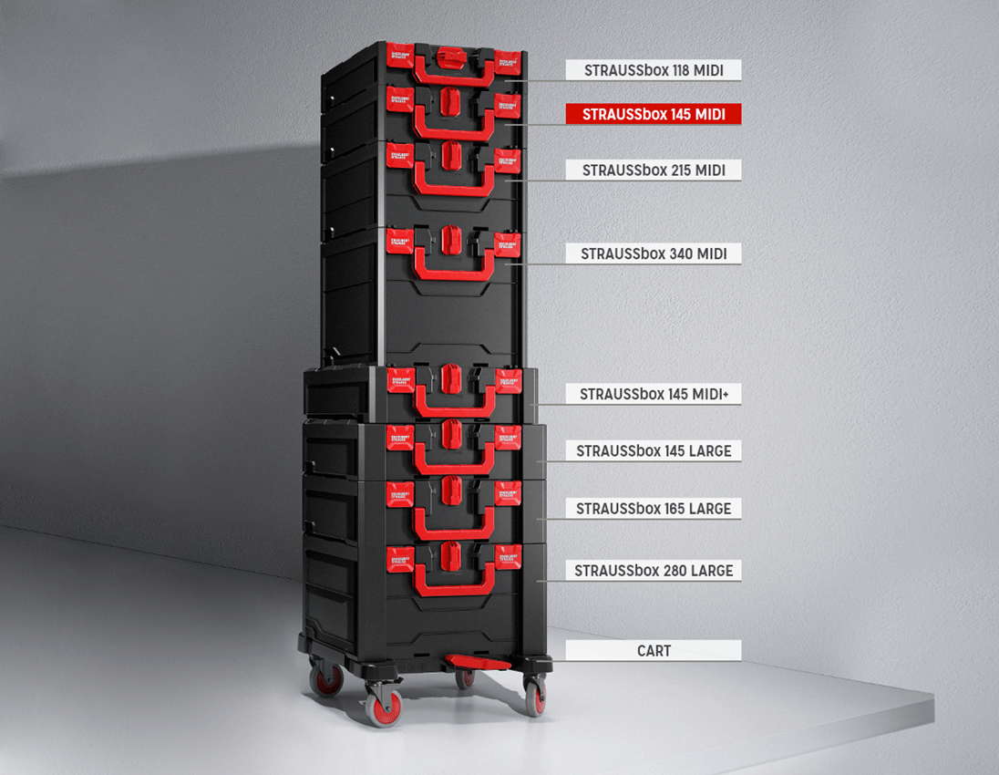 STRAUSSbox System: STRAUSSbox 145 midi + schwarz/rot