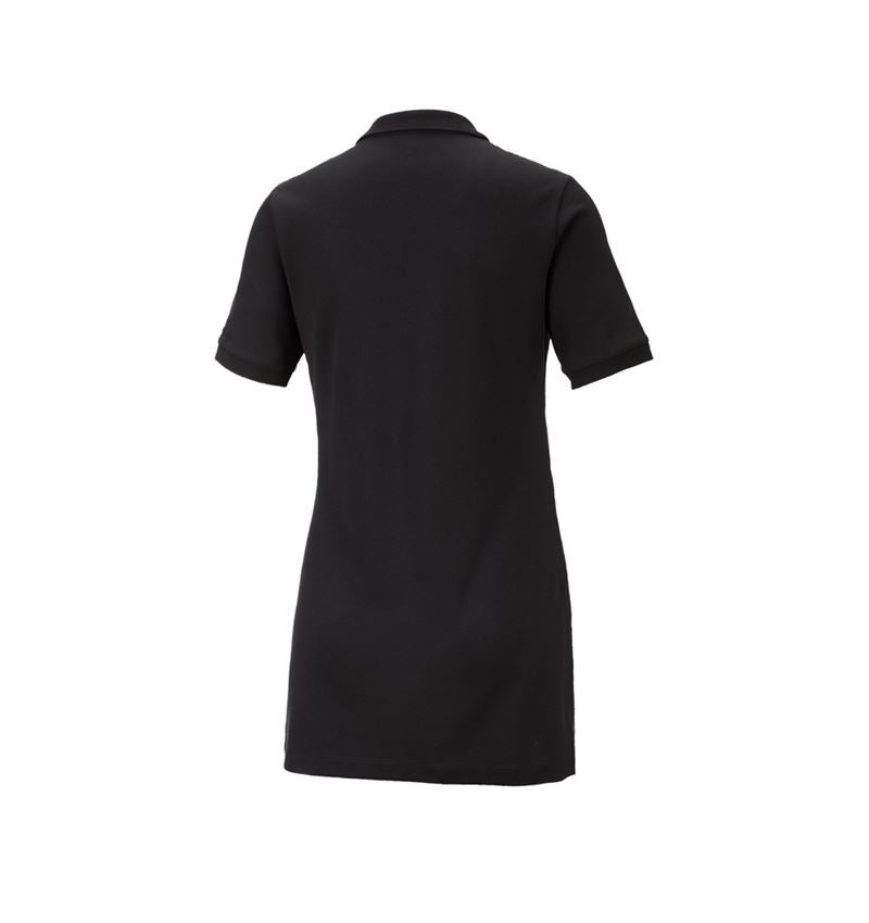 Shirts & Co.: e.s. Piqué-Polo cotton stretch, Damen, long fit + schwarz 3