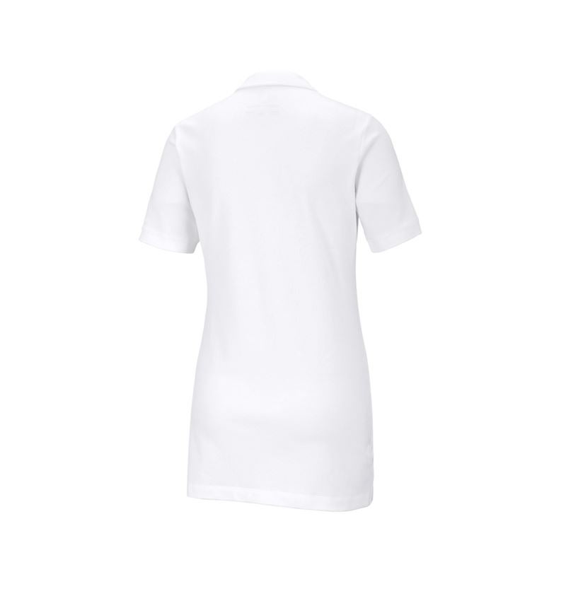 Shirts & Co.: e.s. Piqué-Polo cotton stretch, Damen, long fit + weiß 3