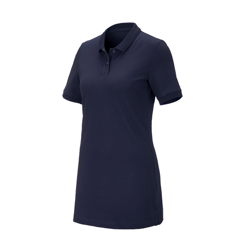 Shirts & Co.: e.s. Piqué-Polo cotton stretch, Damen, long fit + dunkelblau 2