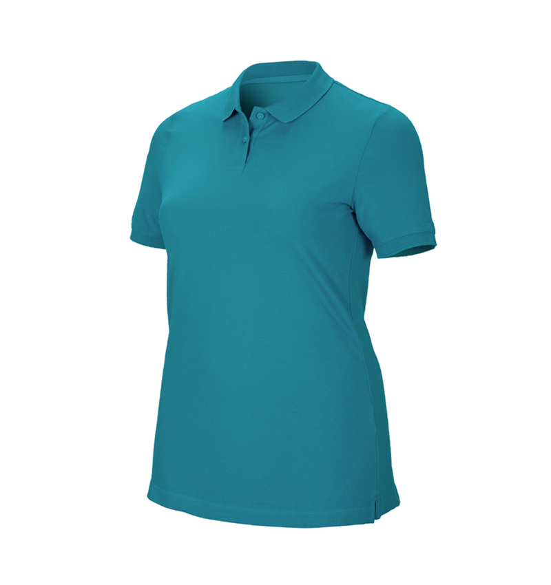 Shirts & Co.: e.s. Piqué-Polo cotton stretch, Damen, plus fit + ozean 2