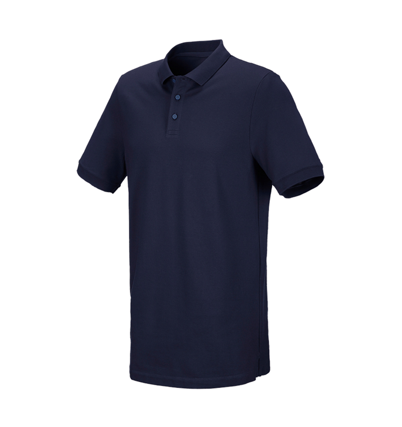 Shirts & Co.: e.s. Piqué-Polo cotton stretch, long fit + dunkelblau 2
