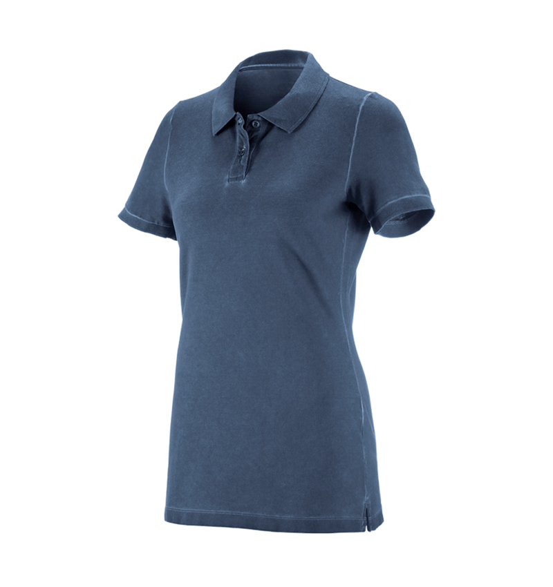 Shirts & Co.: e.s. Polo-Shirt vintage cotton stretch, Damen + antikblau vintage
