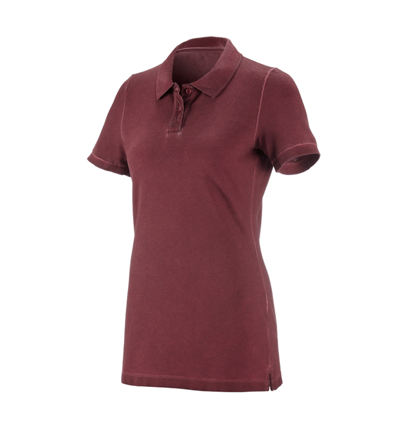Shirts & Co.: e.s. Polo-Shirt vintage cotton stretch, Damen + rubin vintage