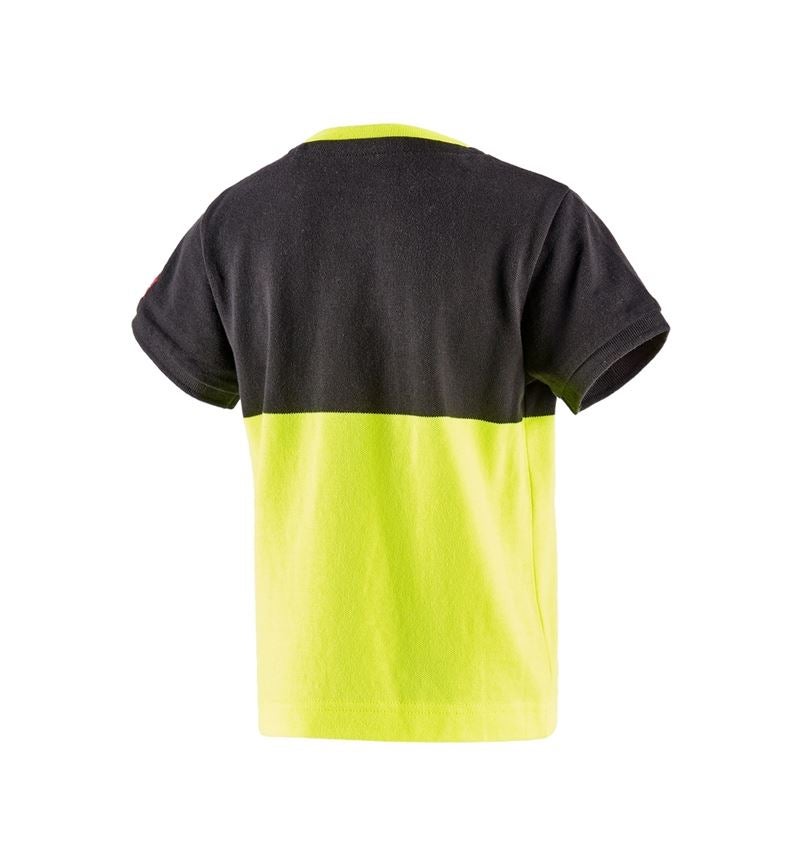 Themen: e.s. Piqué-Shirt colourblock, Kinder + schwarz/warngelb 3