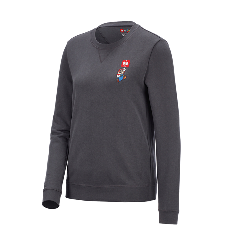 Shirts & Co.: Super Mario Sweatshirt, Damen + anthrazit 2