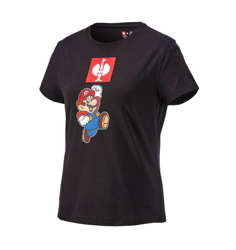 Shirts & Co.: Super Mario T-Shirt, Damen + schwarz 2