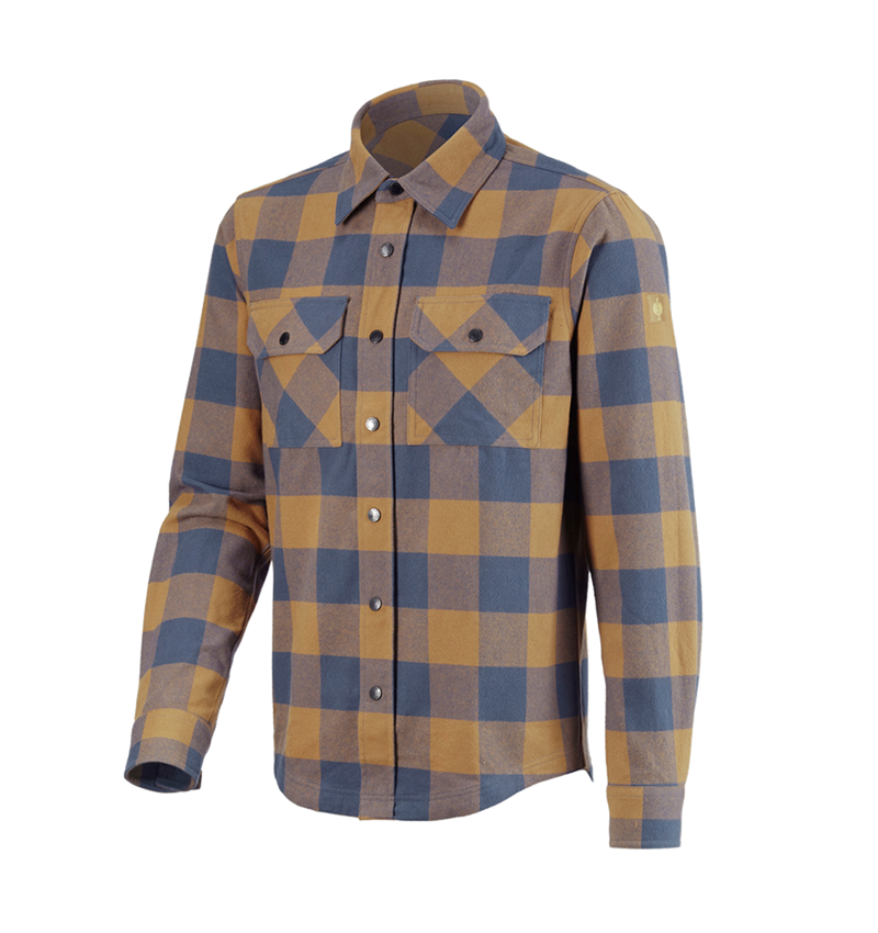 Shirts & Co.: Karohemd e.s.iconic + mandelbraun/oxidblau 4