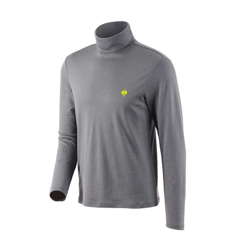 Shirts & Co.: Rollkragenshirt Merino e.s.trail + basaltgrau/acidgelb 2