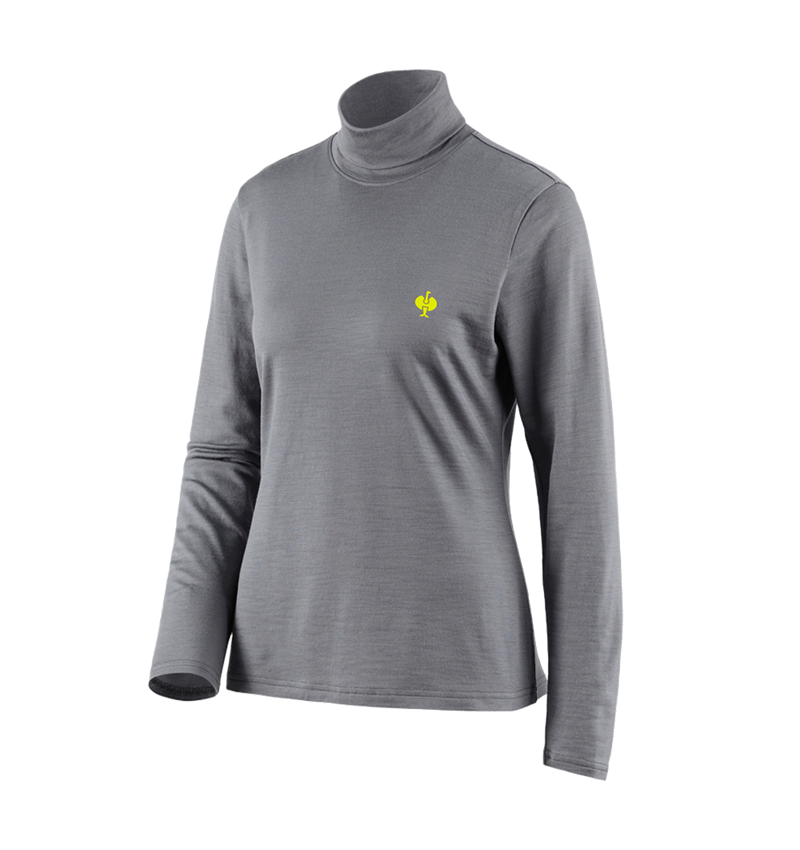 Shirts & Co.: Rollkragenshirt Merino e.s.trail, Damen + basaltgrau/acidgelb 2