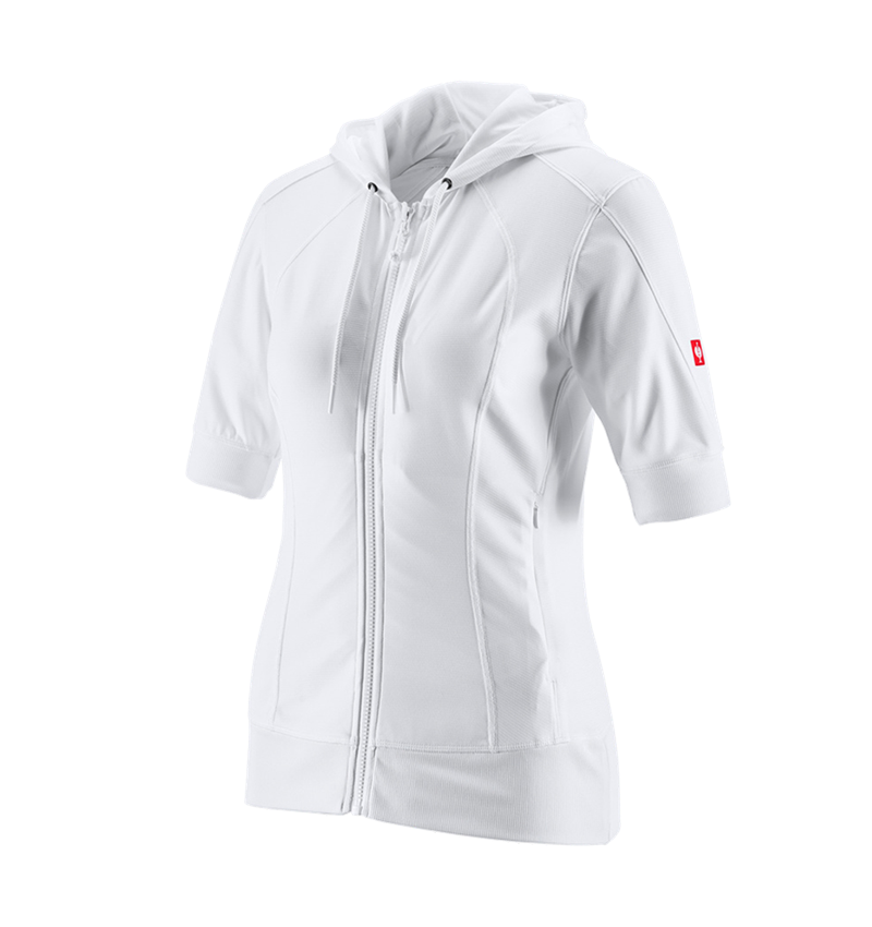 Shirts & Co.: e.s. Funktions Kapuzenjacke stripe 3/4 Arm, Damen + weiß