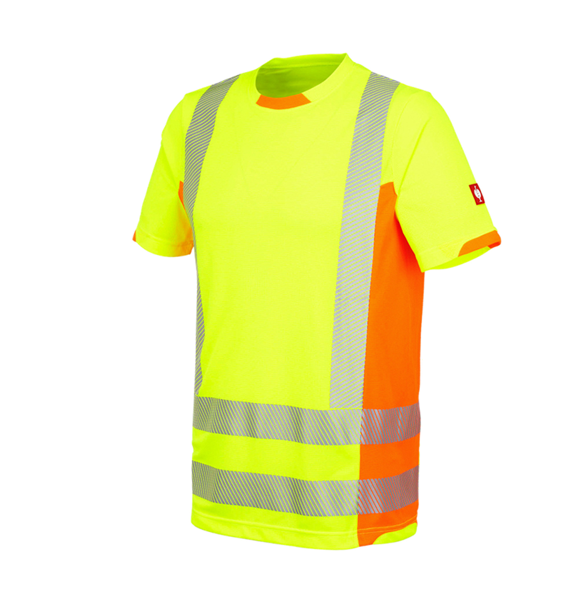 Shirts & Co.: Warnschutz Funktions T-Shirt e.s.motion 2020 + warngelb/warnorange 2