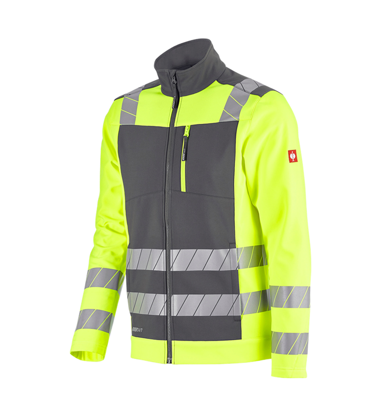 Jacken: Warnschutz Softshelljacke e.s.motion 24/7 + anthrazit/warngelb 5