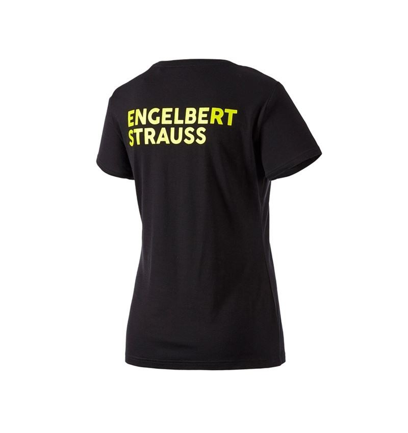 Bekleidung: T-Shirt Merino e.s.trail, Damen + schwarz/acidgelb 3