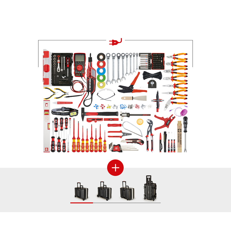 Werkzeugkoffer: Werkzeug-Set Elektro Meister pro + Werkzeugtrolley
