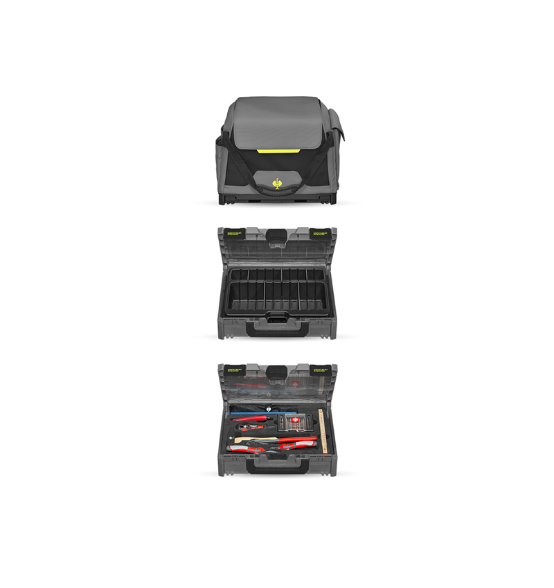 STRAUSSbox System: Werkzeug-Set Classic + STRAUSSbox + basaltgrau/acidgelb