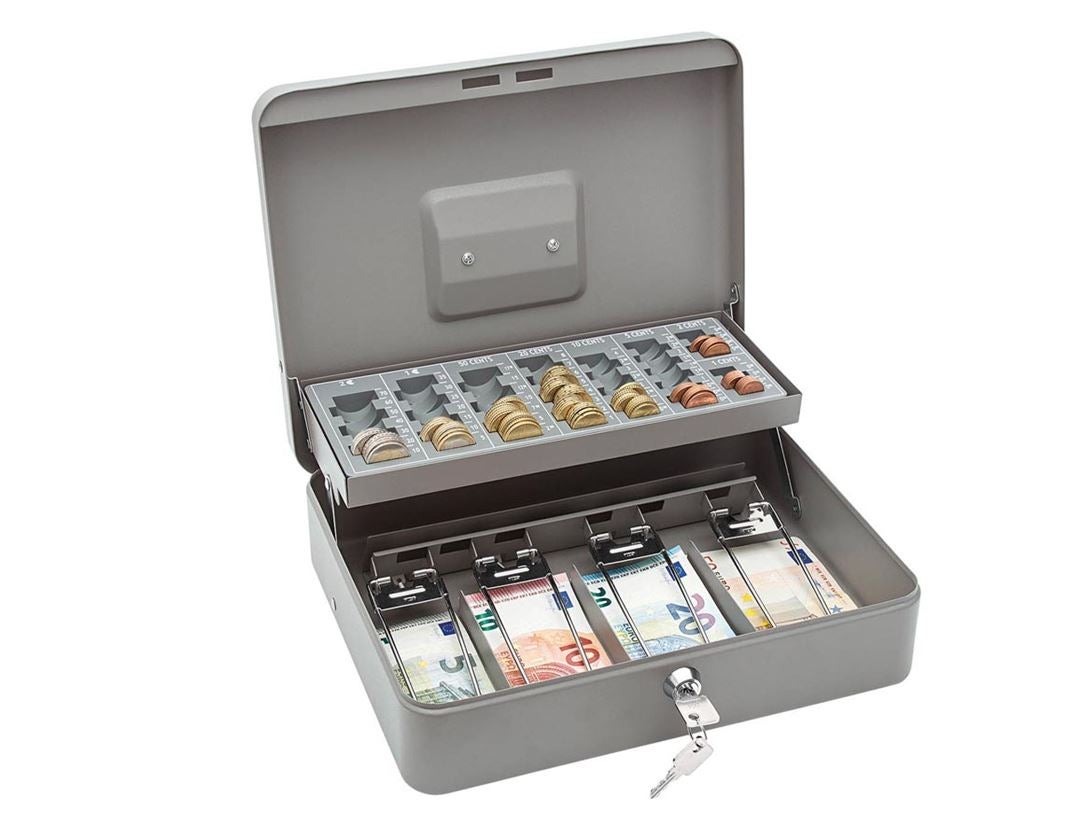 Aufbewahrung: Geldzählkassette mit Geldscheinbügeln + grau