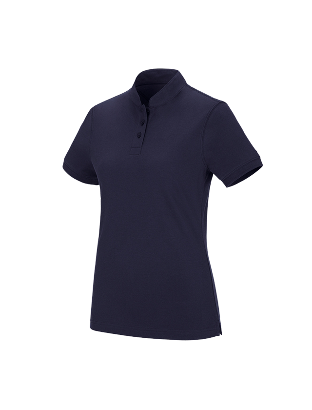 Shirts & Co.: e.s. Polo-Shirt cotton Mandarin, Damen + dunkelblau