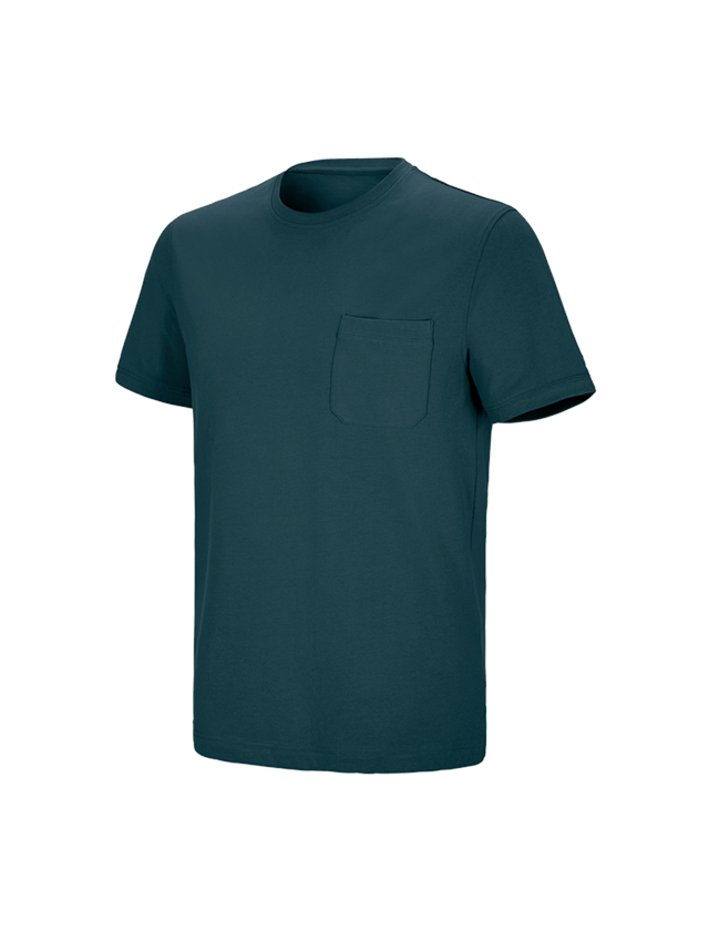 Shirts & Co.: e.s. T-Shirt cotton stretch Pocket + seeblau