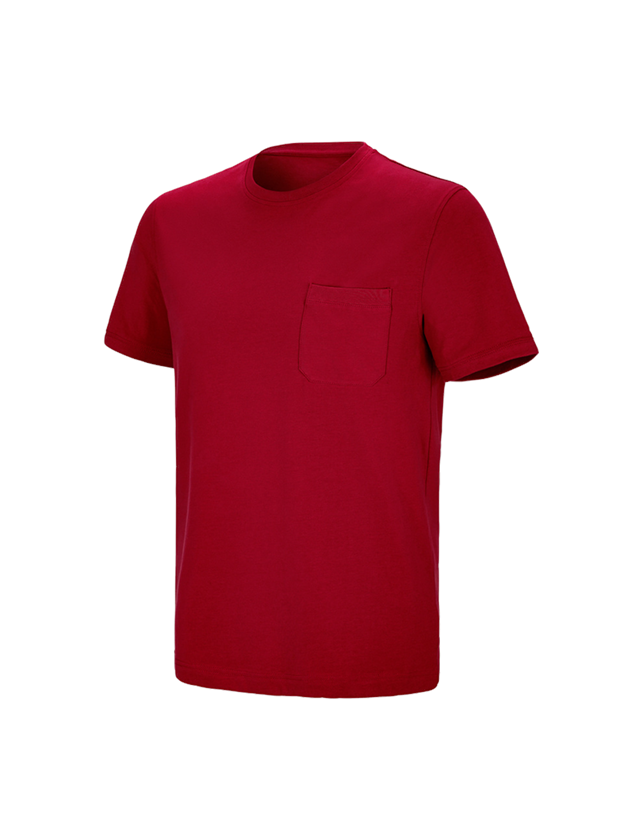Shirts & Co.: e.s. T-Shirt cotton stretch Pocket + feuerrot