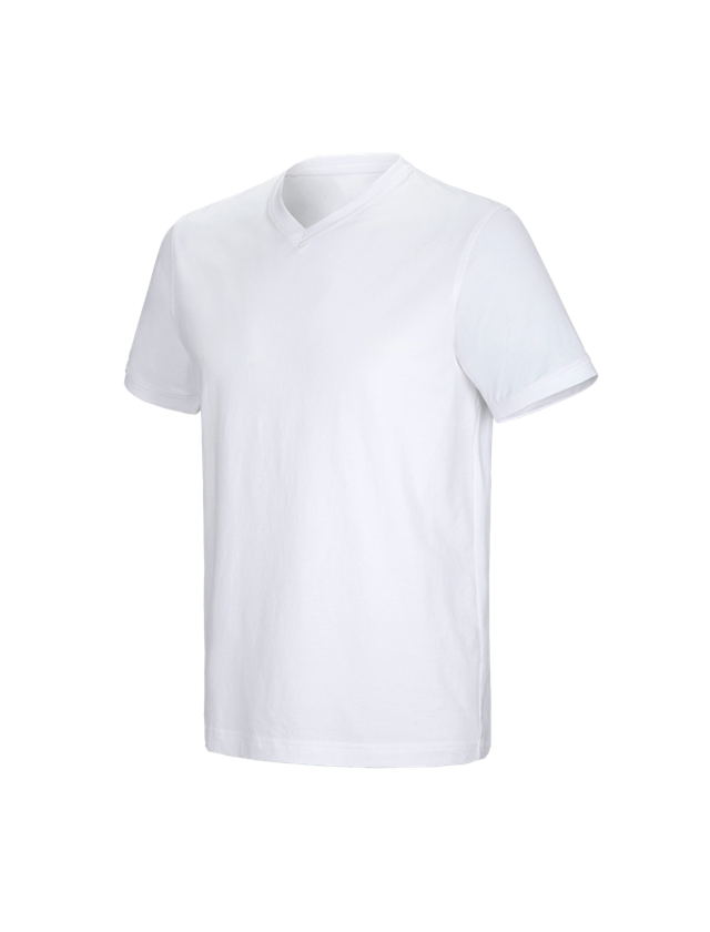 Shirts & Co.: e.s. T-Shirt cotton stretch V-Neck + weiß 2