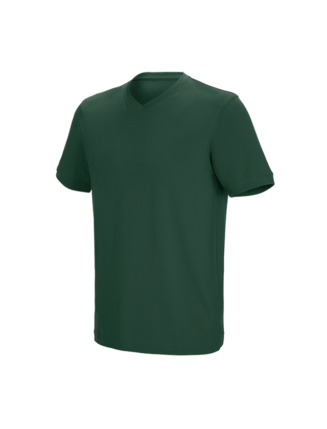Shirts & Co.: e.s. T-Shirt cotton stretch V-Neck + grün