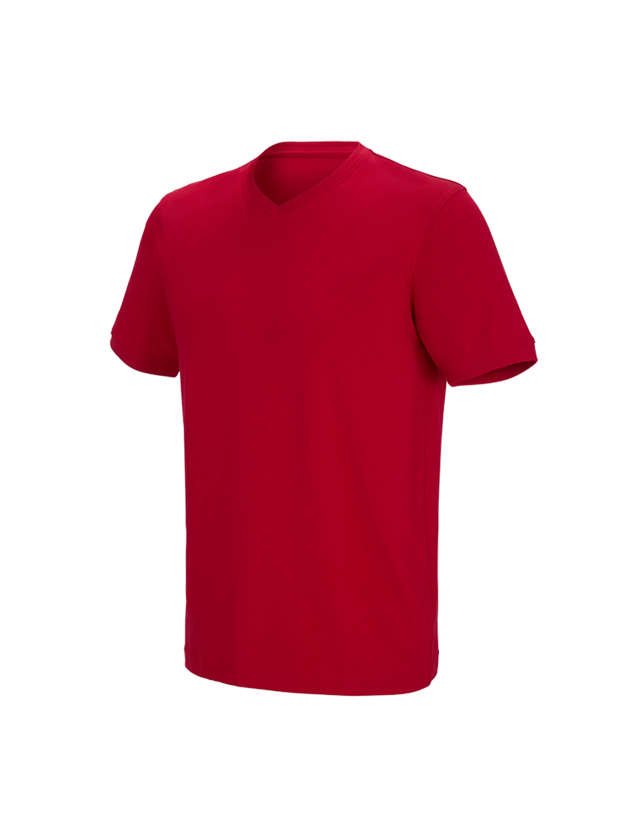Shirts & Co.: e.s. T-Shirt cotton stretch V-Neck + feuerrot