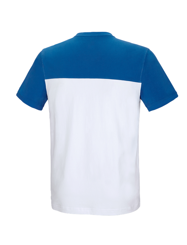 Shirts & Co.: e.s. T-Shirt cotton stretch bicolor + weiß/enzianblau 3
