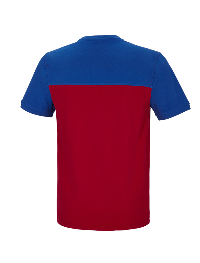Shirts & Co.: e.s. T-Shirt cotton stretch bicolor + feuerrot/kornblau 1