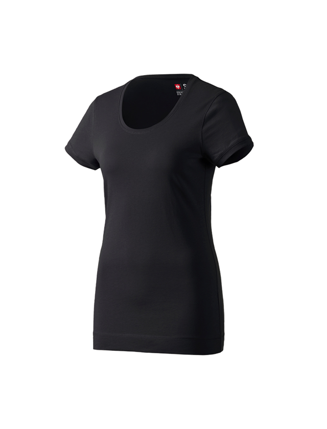 Shirts & Co.: e.s. Long-Shirt cotton, Damen + schwarz