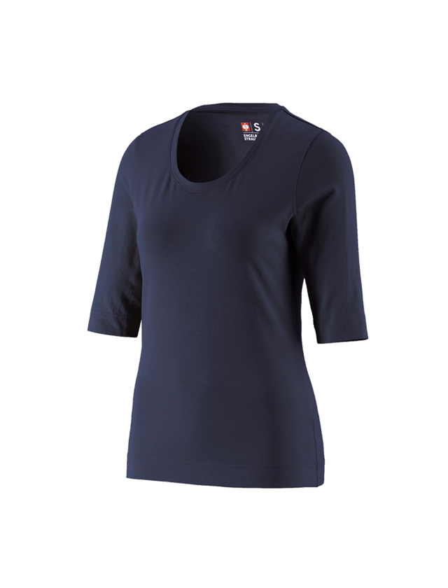 Themen: e.s. Shirt 3/4-Arm cotton stretch, Damen + dunkelblau