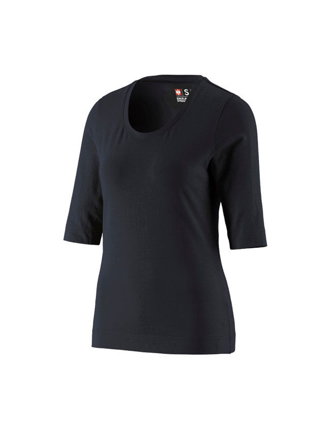 Themen: e.s. Shirt 3/4-Arm cotton stretch, Damen + schwarz 1