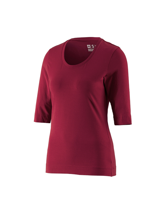 Themen: e.s. Shirt 3/4-Arm cotton stretch, Damen + bordeaux