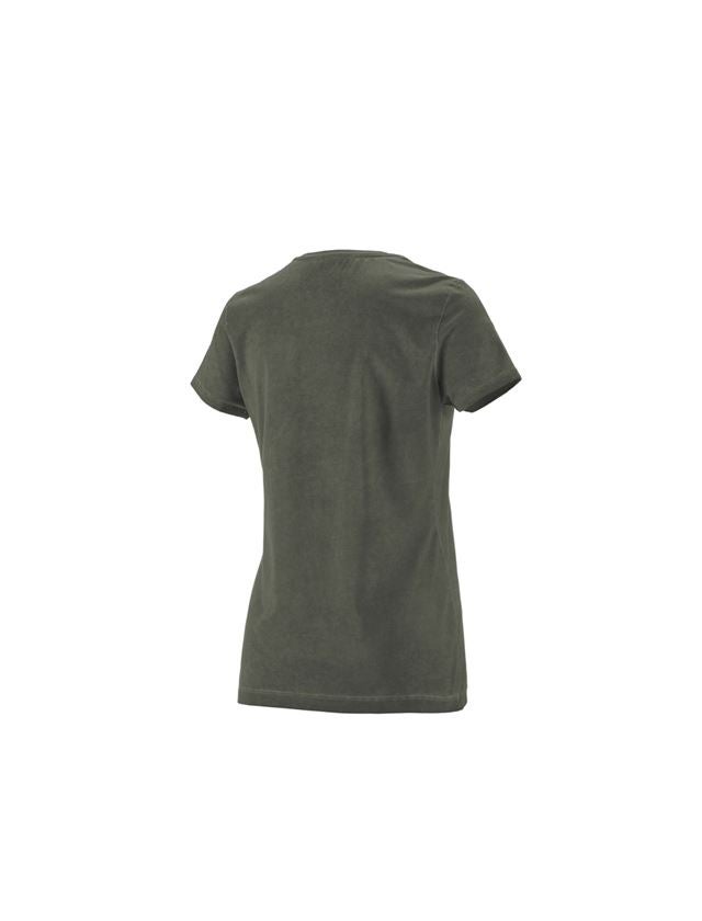 Shirts & Co.: e.s. T-Shirt vintage cotton stretch, Damen + tarngrün vintage 1