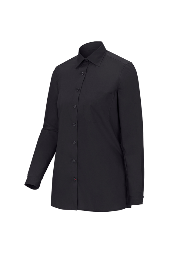 Shirts & Co.: e.s. Servicebluse langarm + schwarz