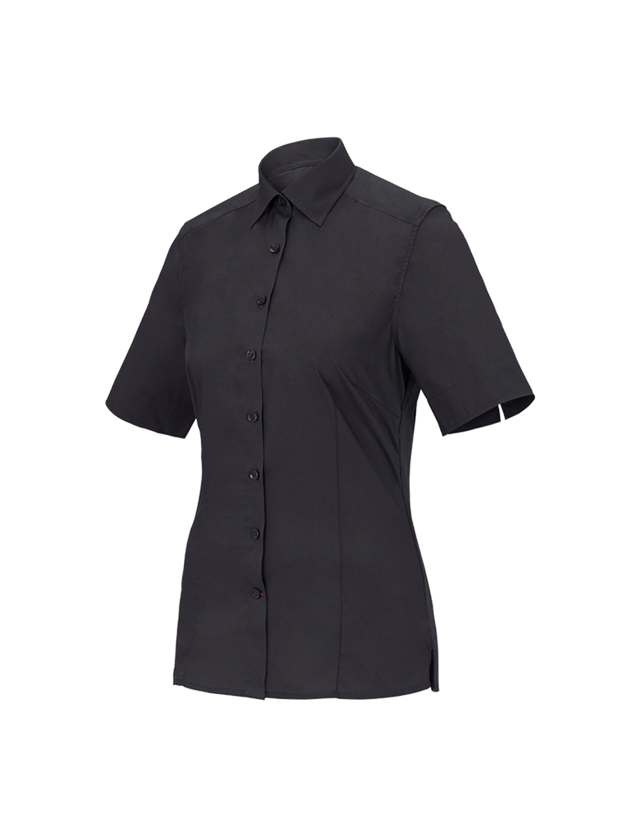 Shirts & Co.: Business Bluse e.s.comfort, kurzarm + schwarz