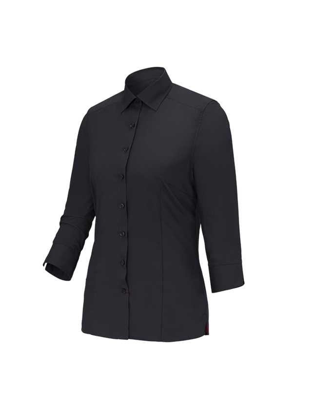 Shirts & Co.: Business Bluse e.s.comfort, 3/4-Arm + schwarz