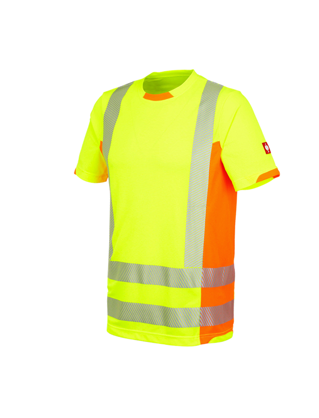 Shirts & Co.: Warnschutz Funktions T-Shirt e.s.motion 2020 + warngelb/warnorange 2