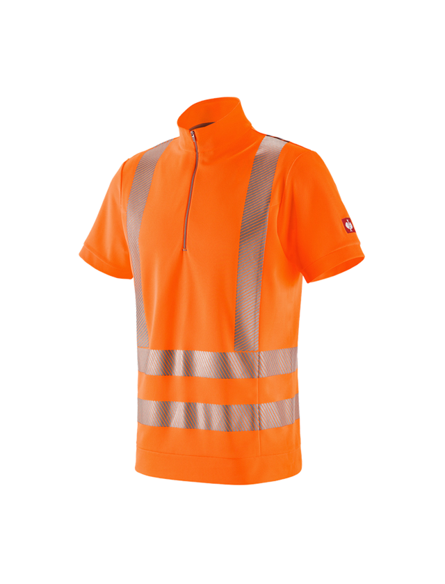 Shirts & Co.: e.s. Warnschutz Funktions ZIP-T-Shirt UV + warnorange
