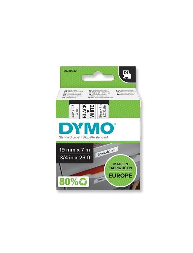 Bürogeräte: DYMO D1 Schriftbänder, 19 mm + weiß/schwarz