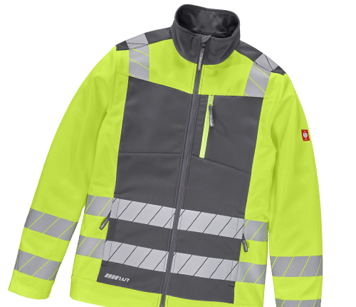 Warnschutz Softshelljacke e.s.motion 24/7 in anthrazit/warngelb
